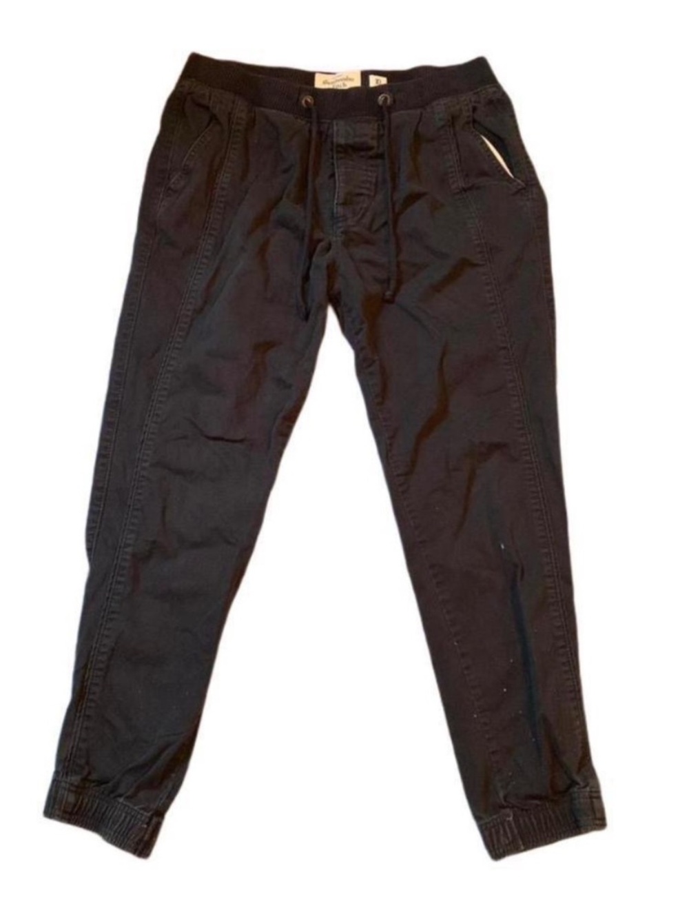 Abercrombie & Fitch Mens Black Cargo Joggers XL Drawstring Sweatpants